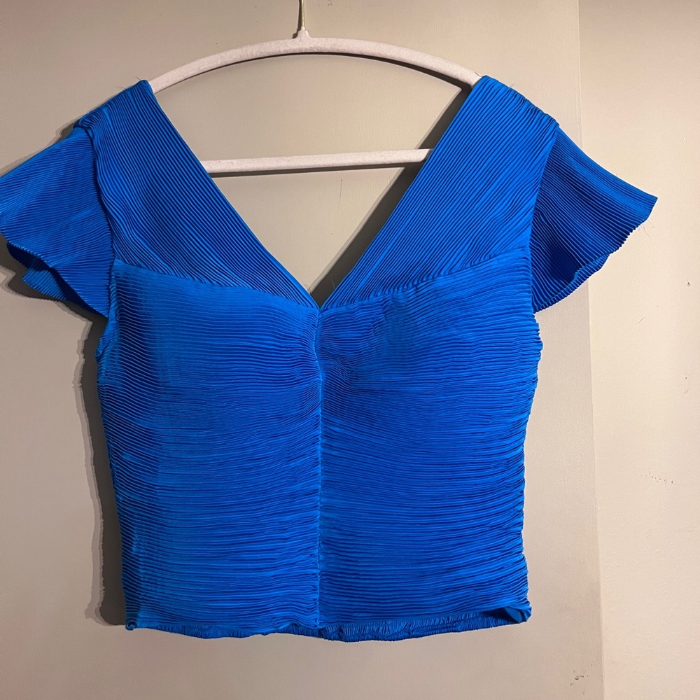 Express Vibrant Blue Pleated Blouse